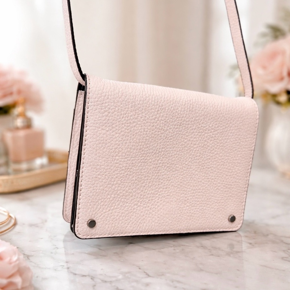 Treasure & Bond Pale Pink Pebbled Leather ‘Lex’ Flap Front Crossbody Bag